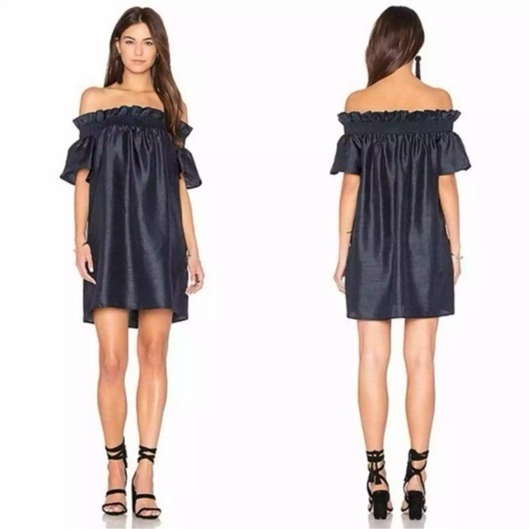 FINAL PRICE DROP NWT Keepsake the Label off the shoulder mini dress in navy blue - Picture 1 of 6